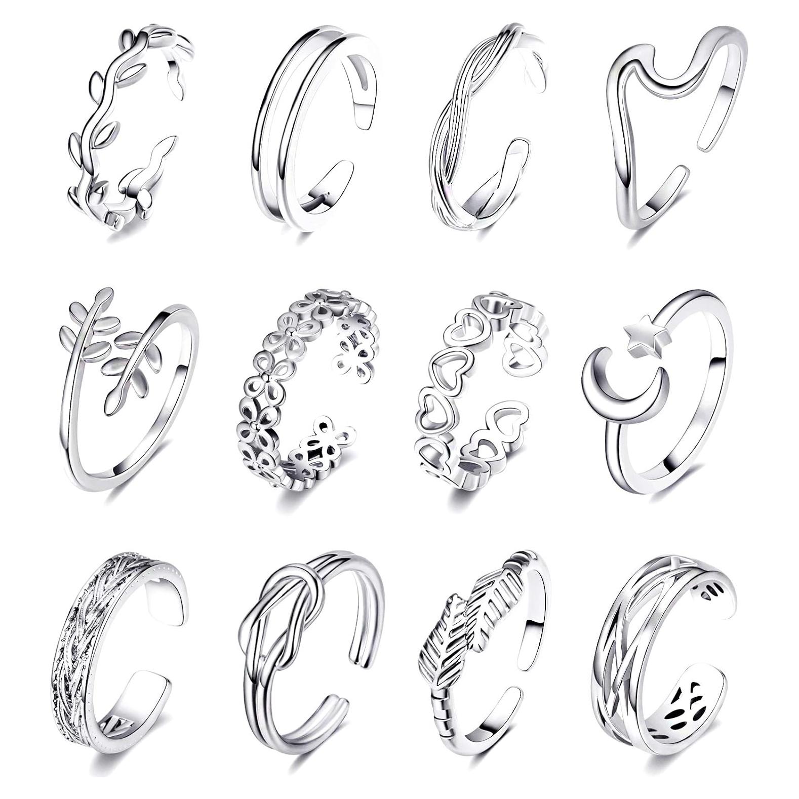 Set de 12 Anillos Ajustables de Cobre KOHOTA para Mujeres