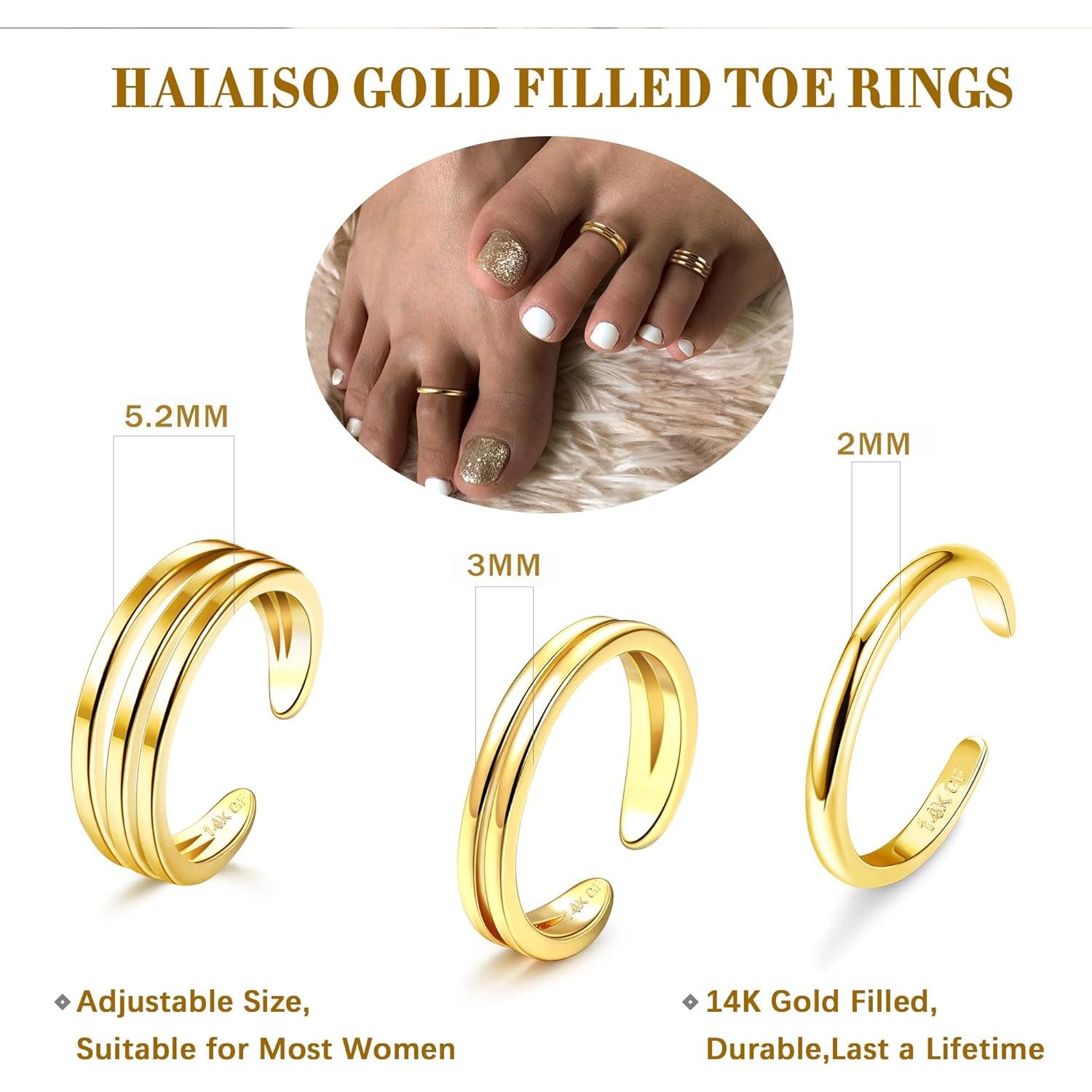 Anillos de Tobillo de Oro Relleno 14K Ajustables para Mujeres