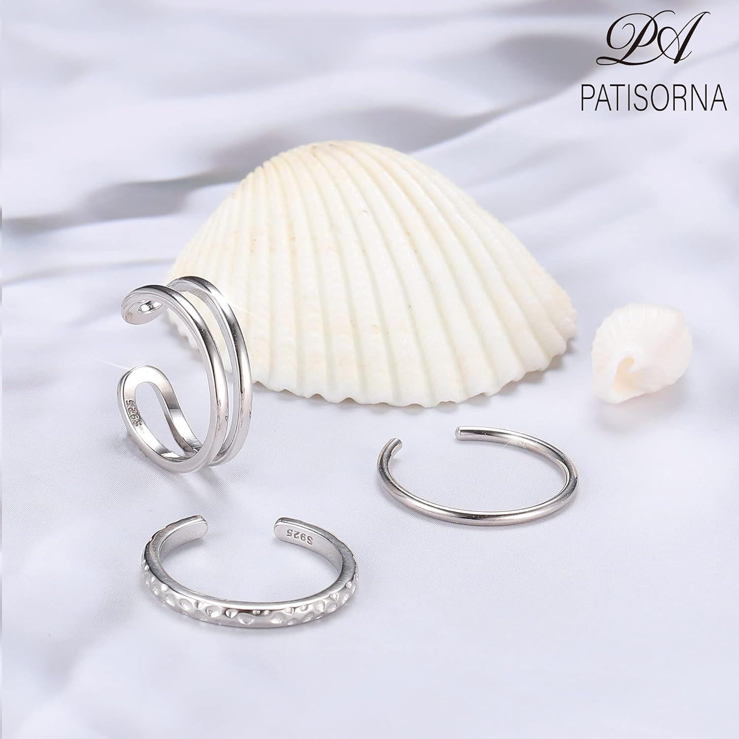 Conjunto de Anillos Abiertos de Plata 925 PATISORNA para Mujeres