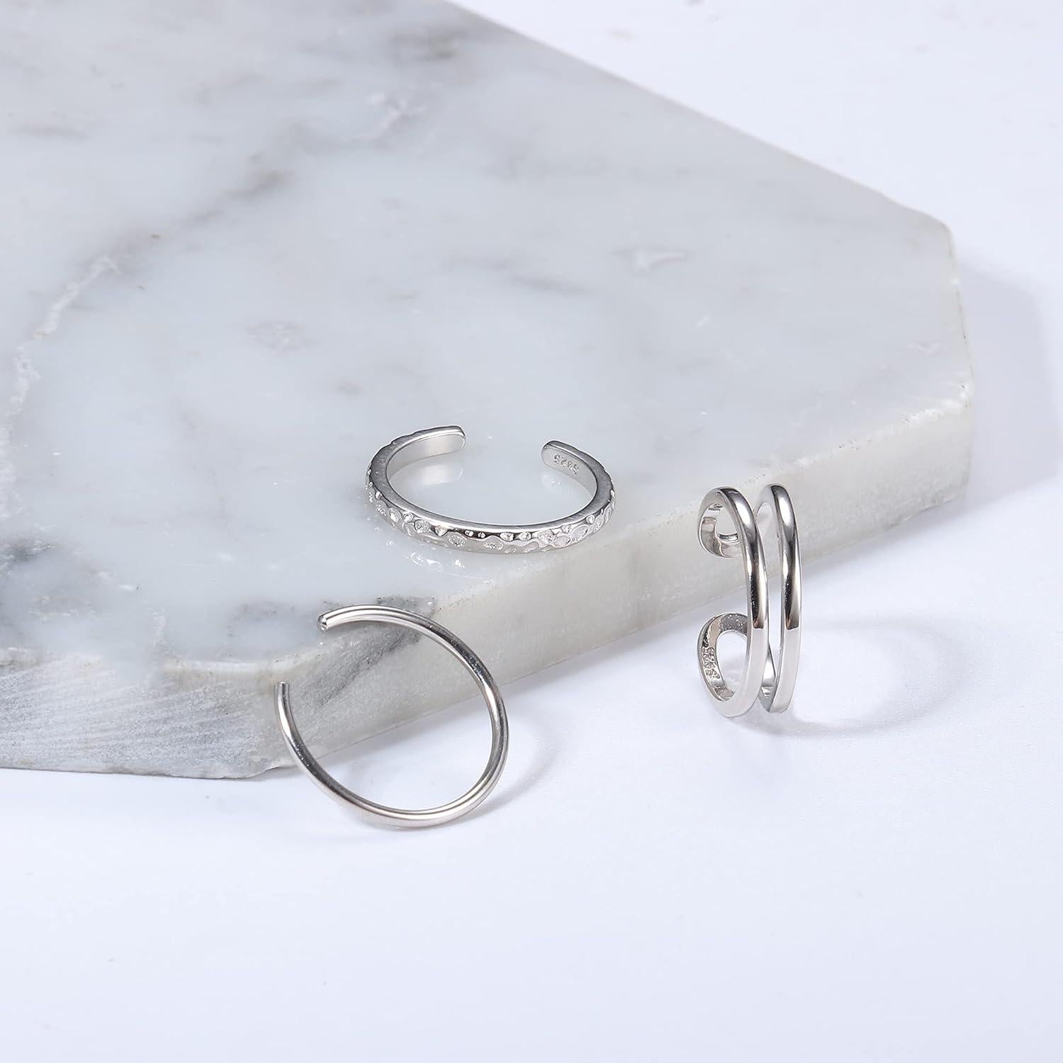 Conjunto de Anillos Abiertos de Plata 925 PATISORNA para Mujeres