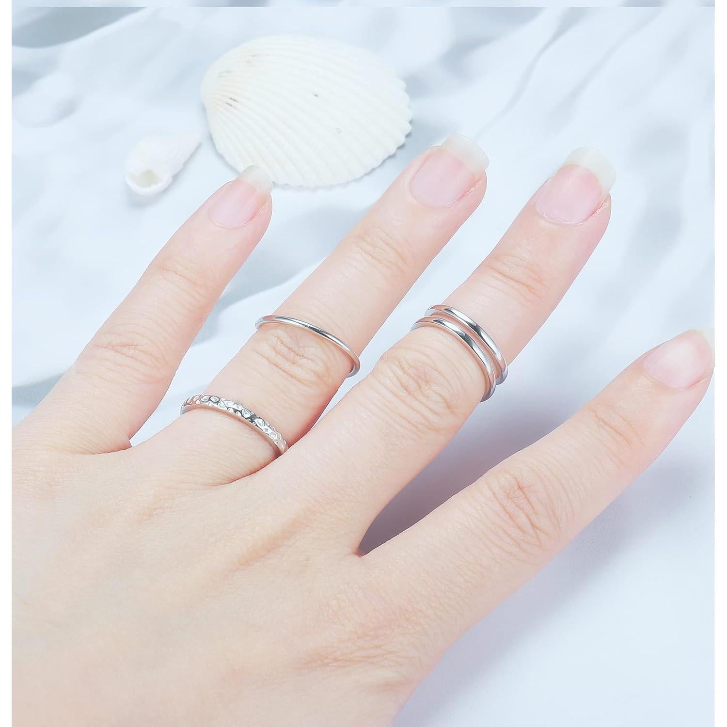 Conjunto de Anillos Abiertos de Plata 925 PATISORNA para Mujeres