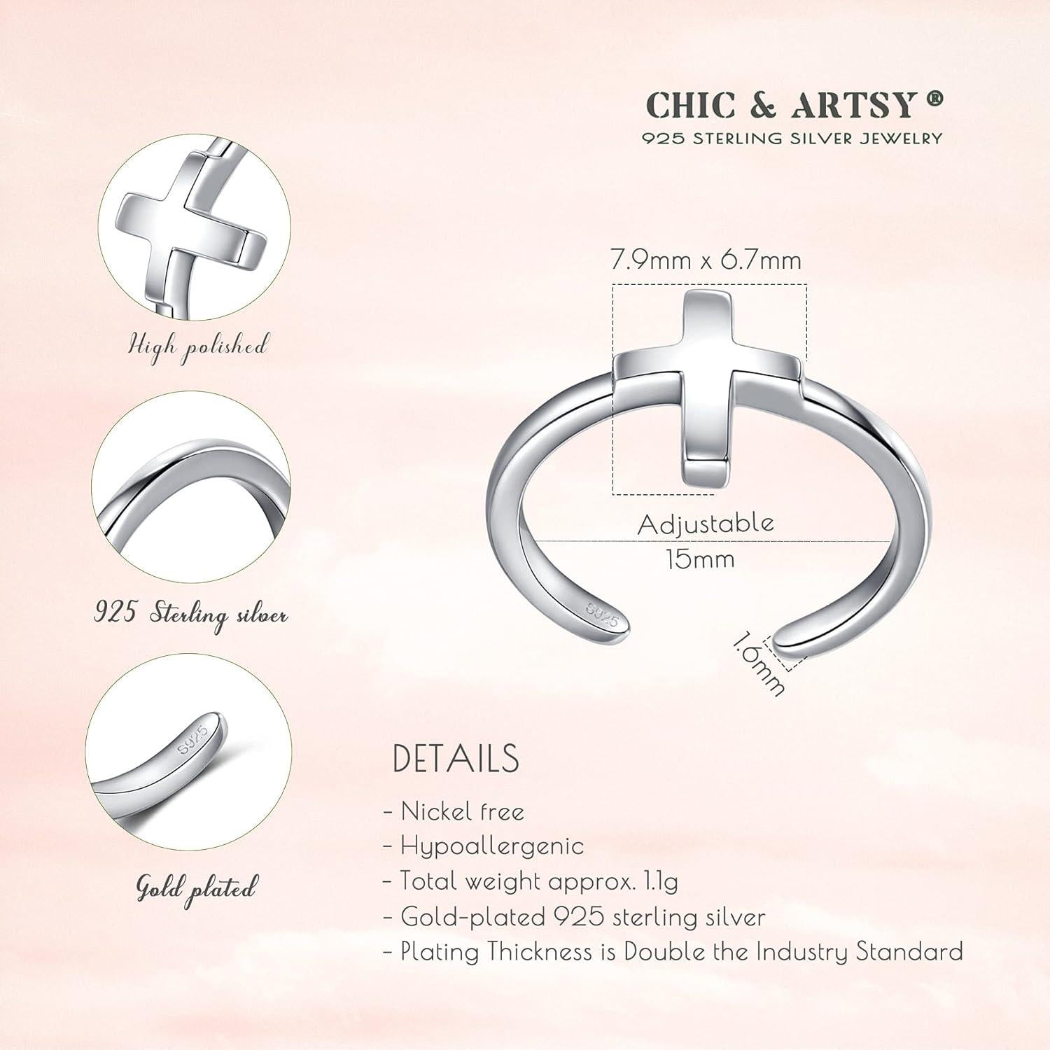 Anillo Abierto Ajustable CHIC & ARTSY en Plata Esterlina 925