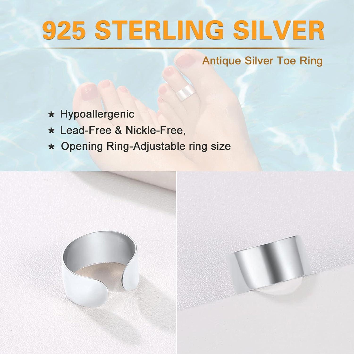 Anillo de Dedo del Pie Ajustable Plata Esterlina 925 SILVERCUTE