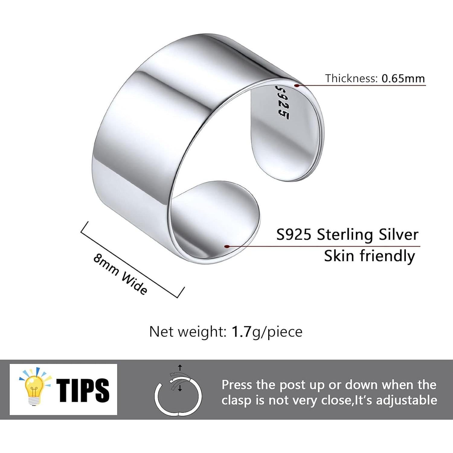 Anillo de Dedo del Pie Ajustable Plata Esterlina 925 SILVERCUTE