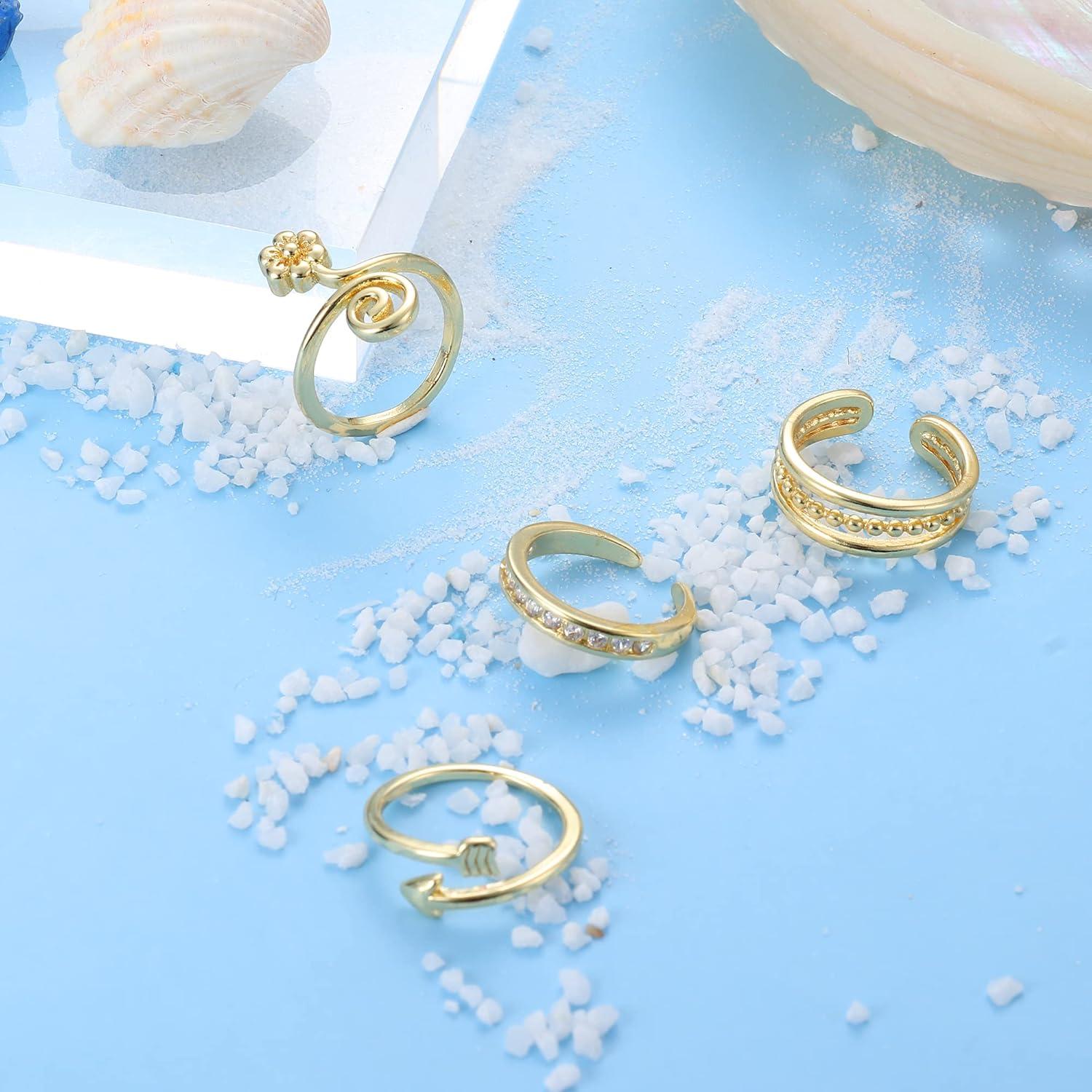 Set de 12 Anillos Ajustables para Dedos de los Pies Sanfenly Oro