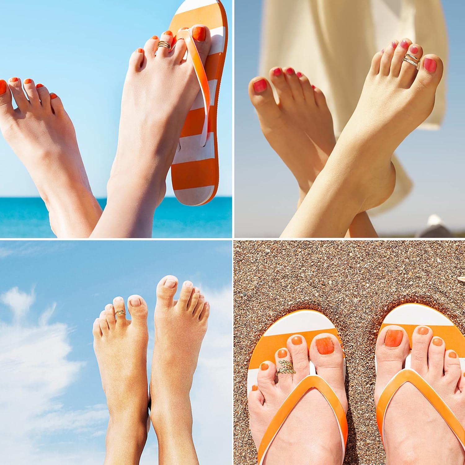 Set de 12 Anillos Ajustables para Dedos de los Pies Sanfenly Oro