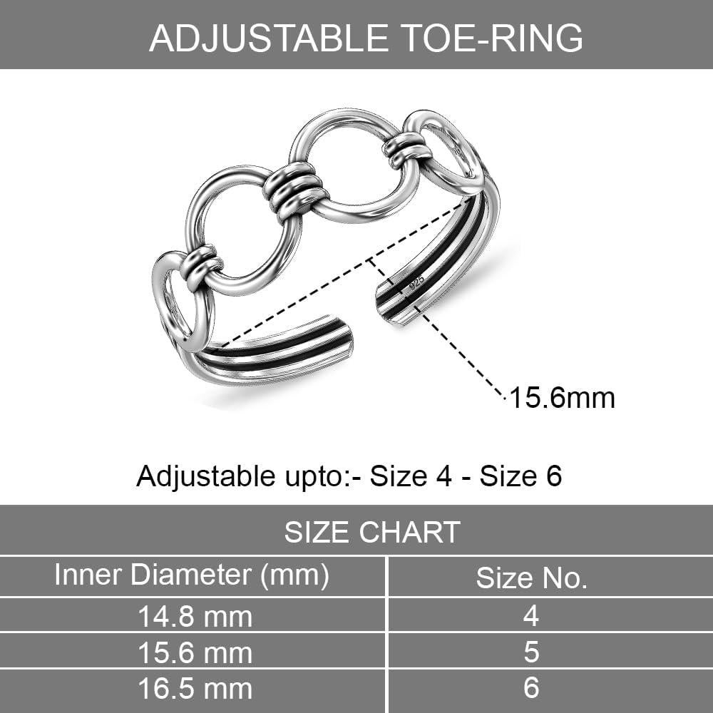 Anillo de Dedo del Pie LeCalla de Plata Esterlina 925 Ajustable