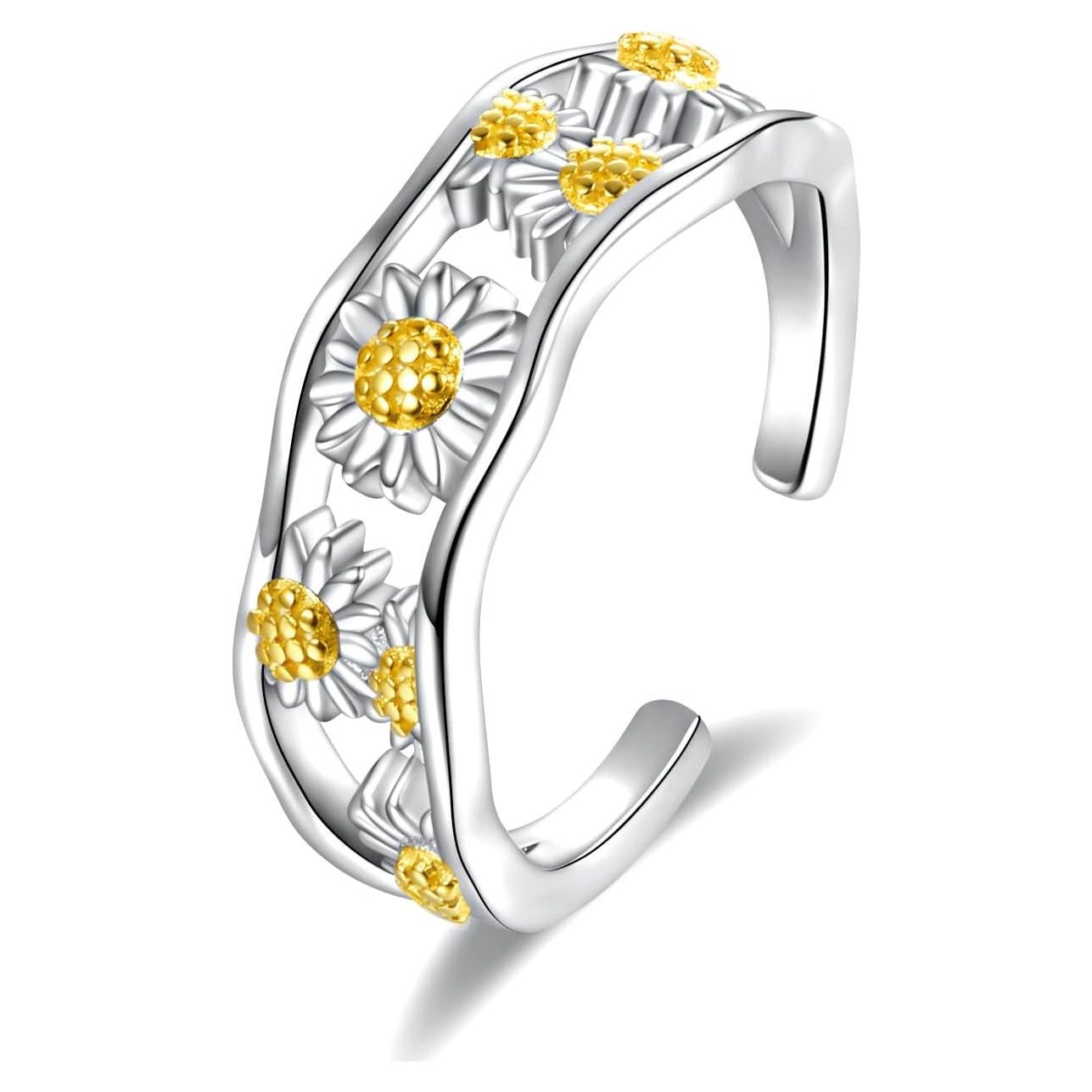 Anillo ajustable de plata esterlina 925 para mujer Boho