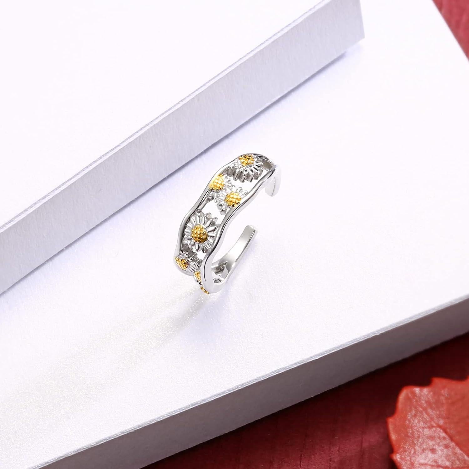 Anillo ajustable de plata esterlina 925 para mujer Boho