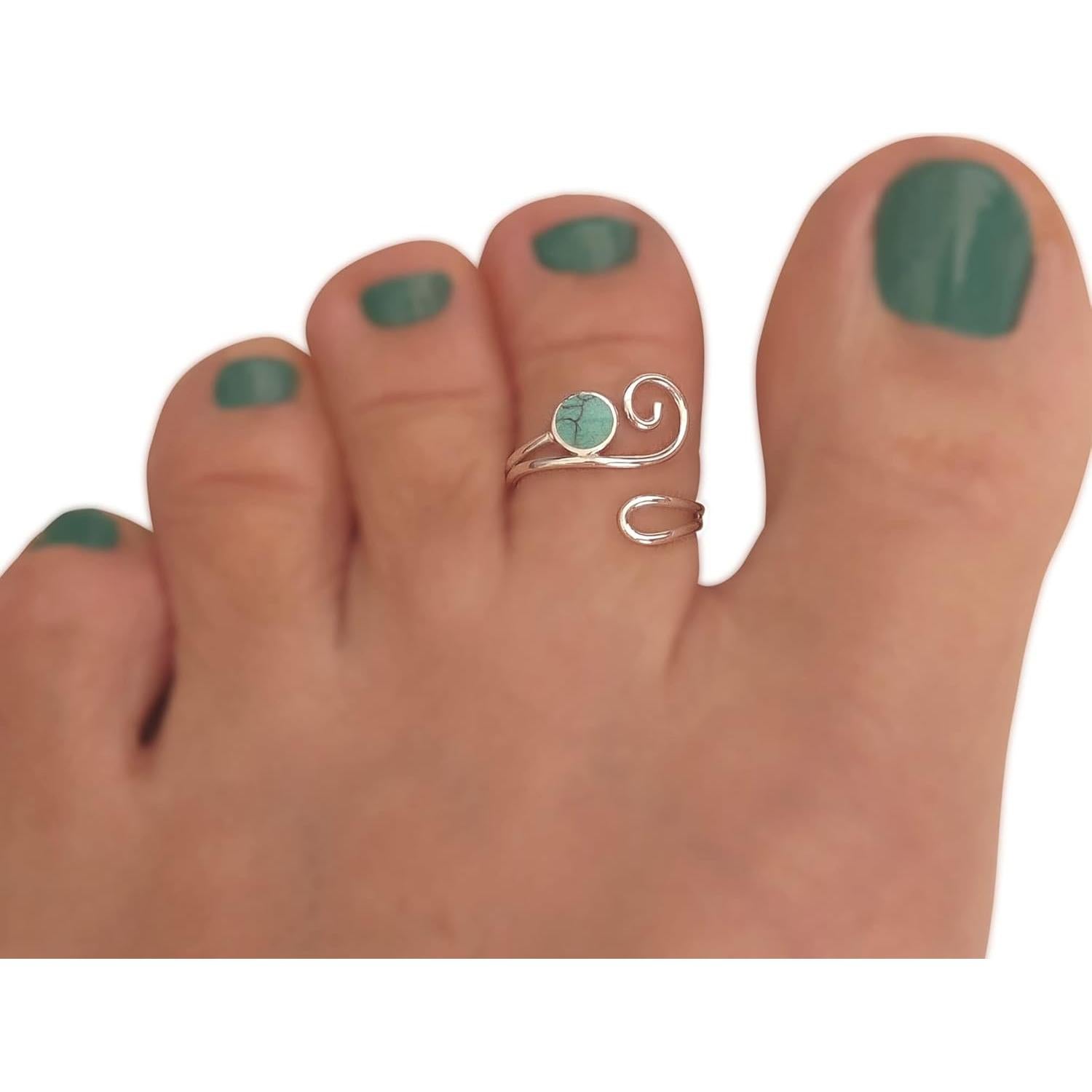 Anillo ajustable de plata esterlina 925 con turquesa 5mm MiYa