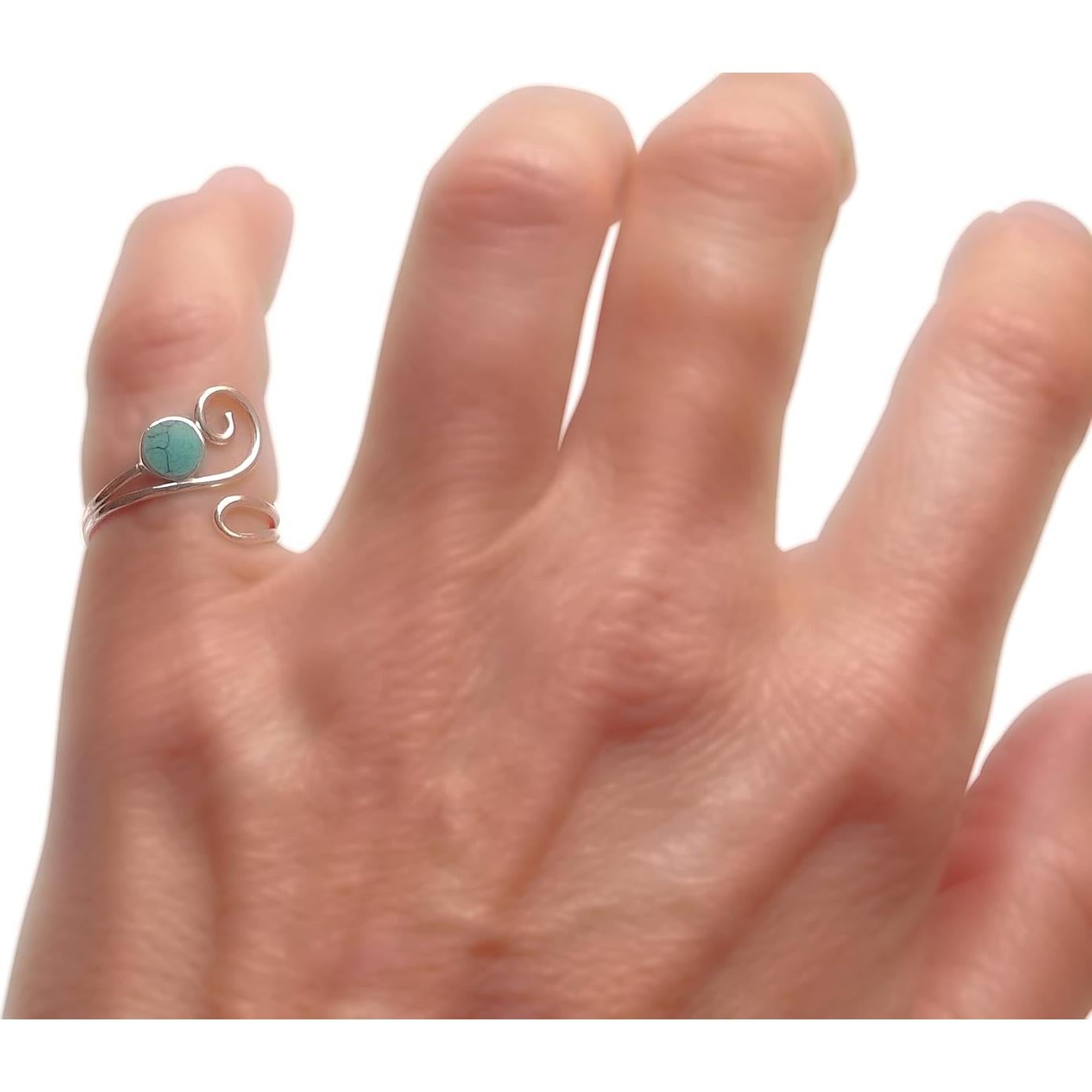 Anillo ajustable de plata esterlina 925 con turquesa 5mm MiYa