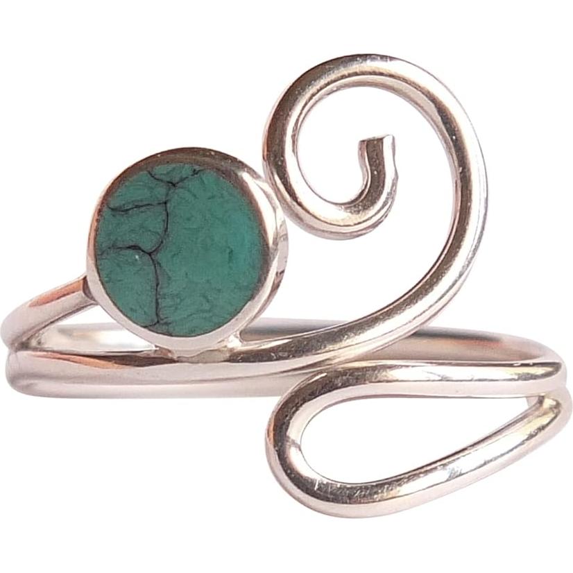 Anillo ajustable de plata esterlina 925 con turquesa 5mm MiYa