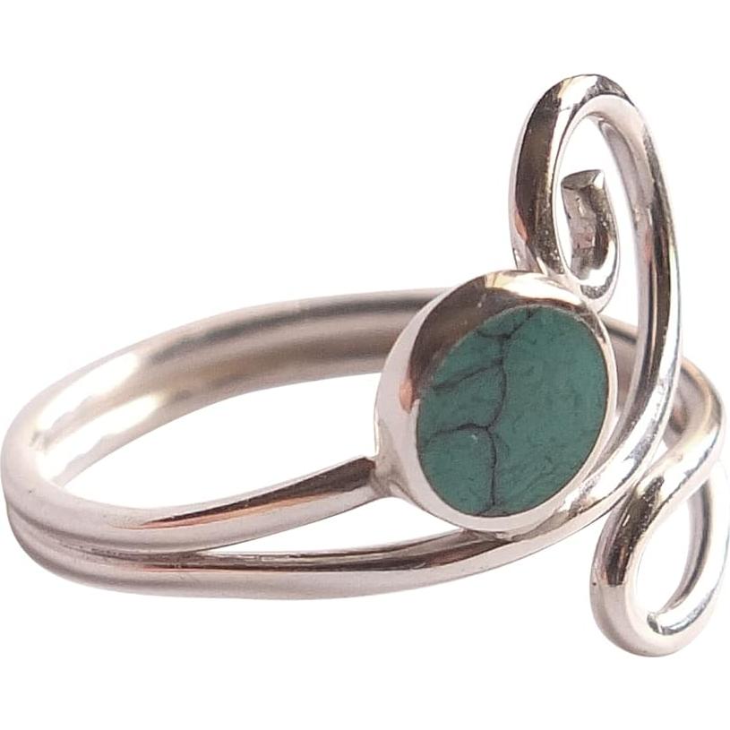 Anillo ajustable de plata esterlina 925 con turquesa 5mm MiYa