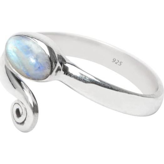Anillo de Dedo del Pie Plata Esterlina 925 con Piedra Luna Arcoíris
