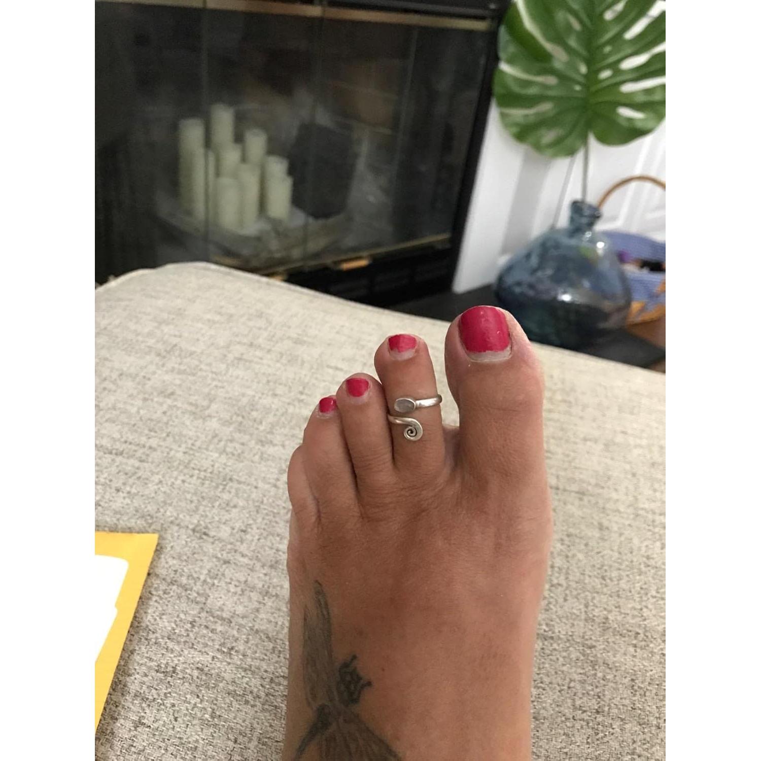 Anillo de Dedo del Pie Plata Esterlina 925 con Piedra Luna Arcoíris