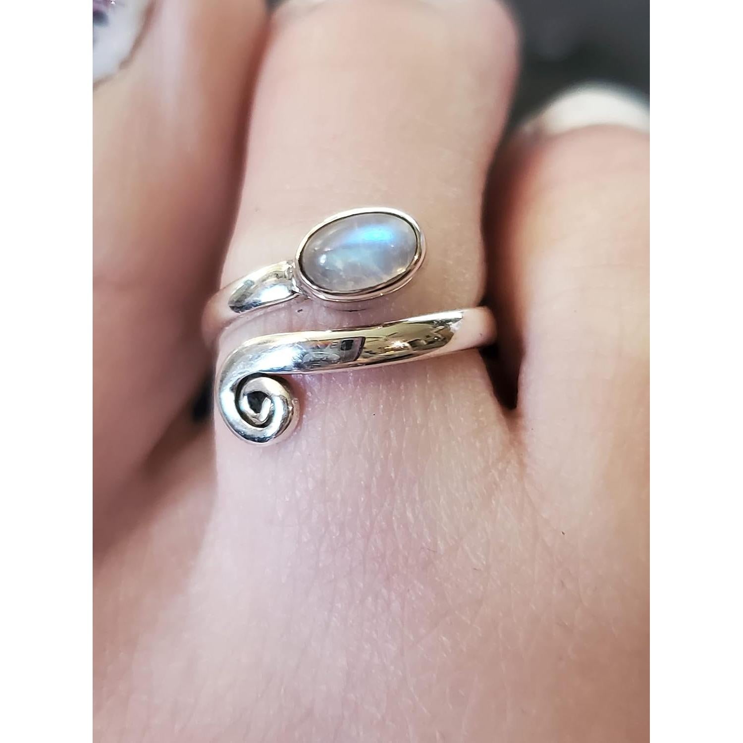 Anillo de Dedo del Pie Plata Esterlina 925 con Piedra Luna Arcoíris