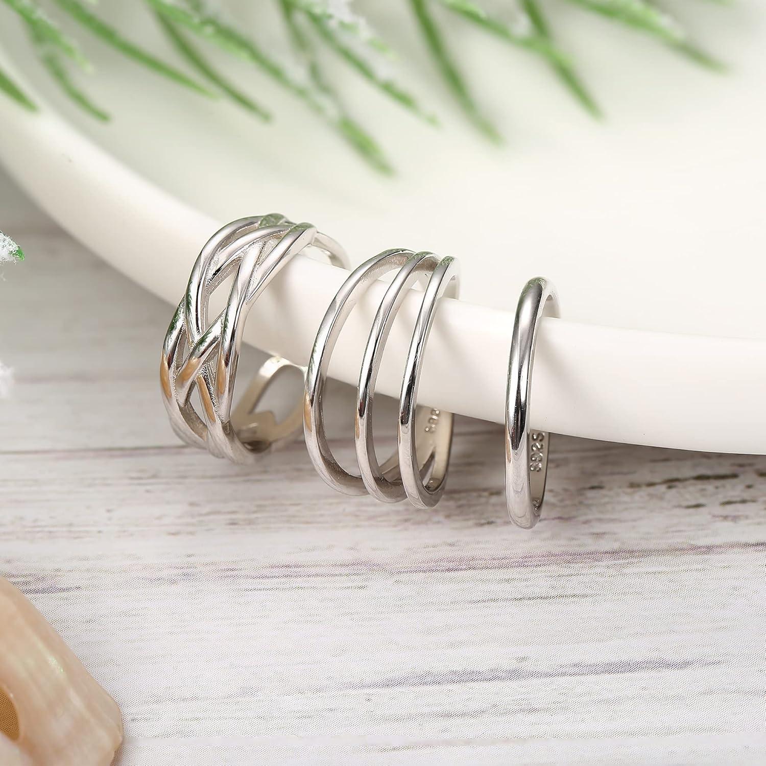 Anillos de Dedo del Pie de Plata Esterlina Milacolato 3 Pcs