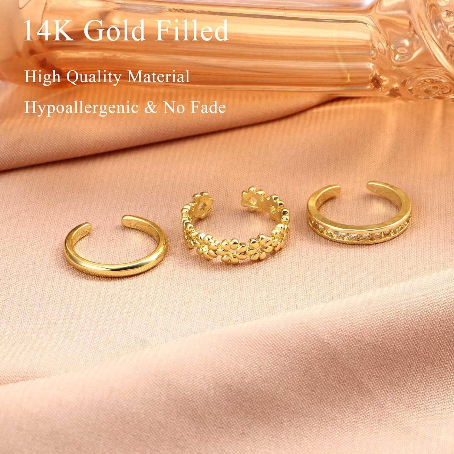 Anillos de Dedo Abierto de Oro Relleno 14k Jstyle Ajustables