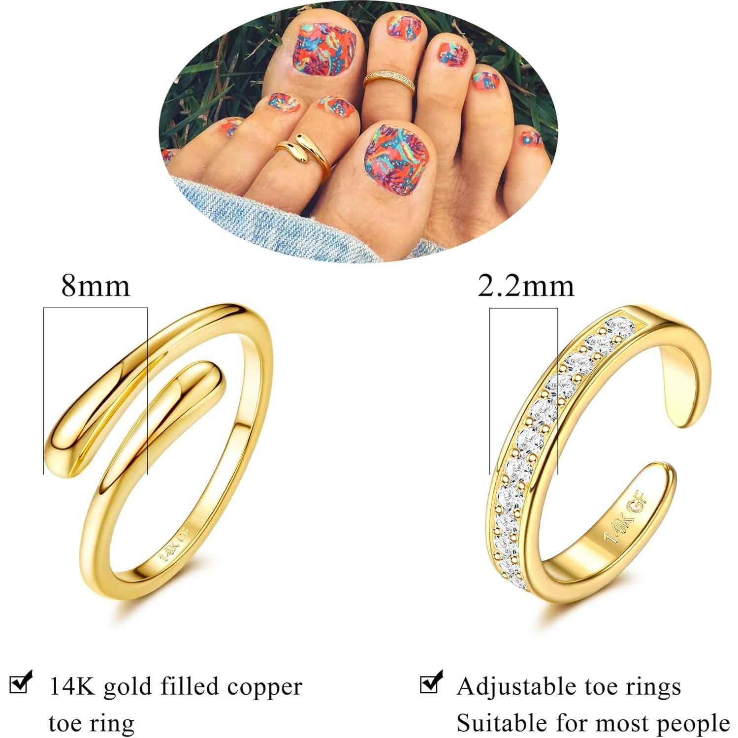 Anillos de Dedo de Oro Relleno 14K Finrezio - 2 Piezas