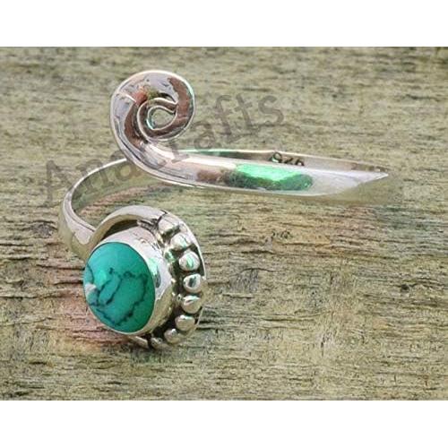 Anillo ajustable de plata esterlina 925 con piedra turquesa