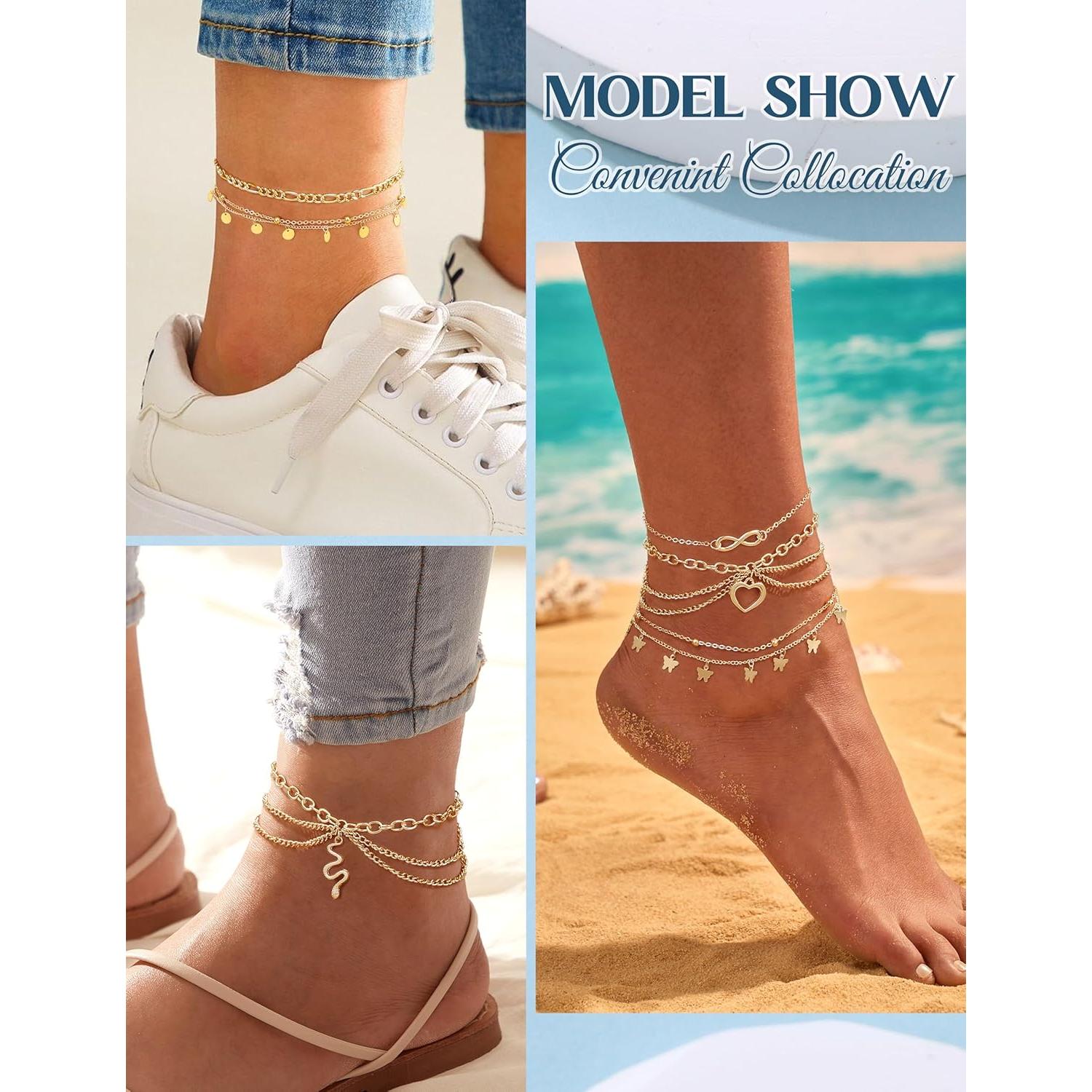 Conjunto de Anillos y Pulseras de Tobillo ORAZIO Dorado