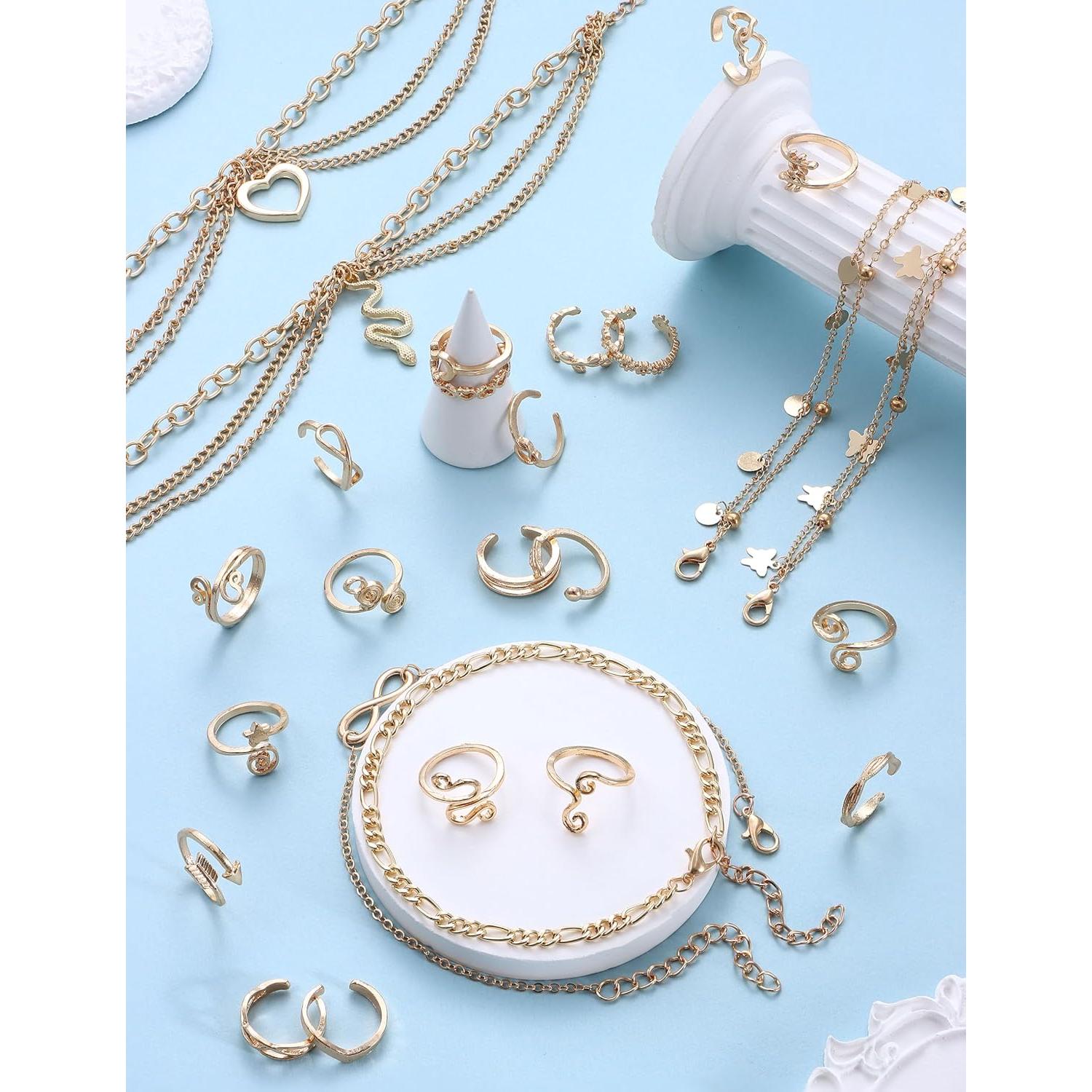 Conjunto de Anillos y Pulseras de Tobillo ORAZIO Dorado