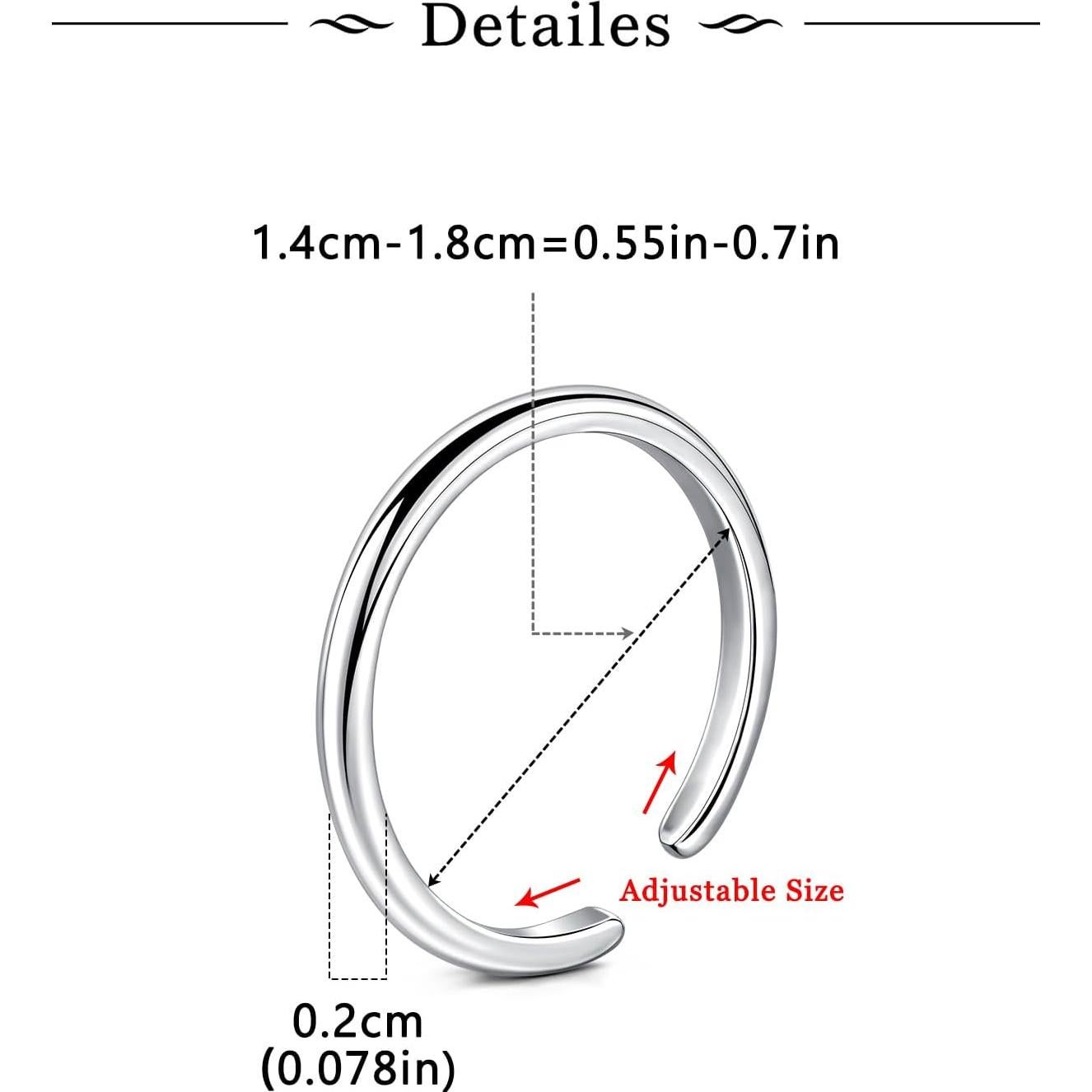 Anillos para Dedos de los Pies Plateados Ajustables Longita - 3 Piezas