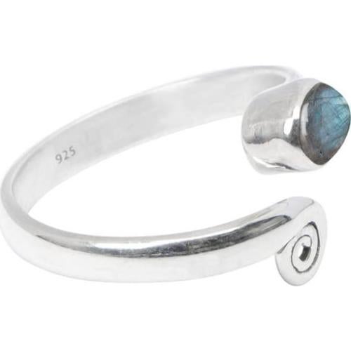 Anillo de dedo ajustable de plata esterlina 925 con labradorita