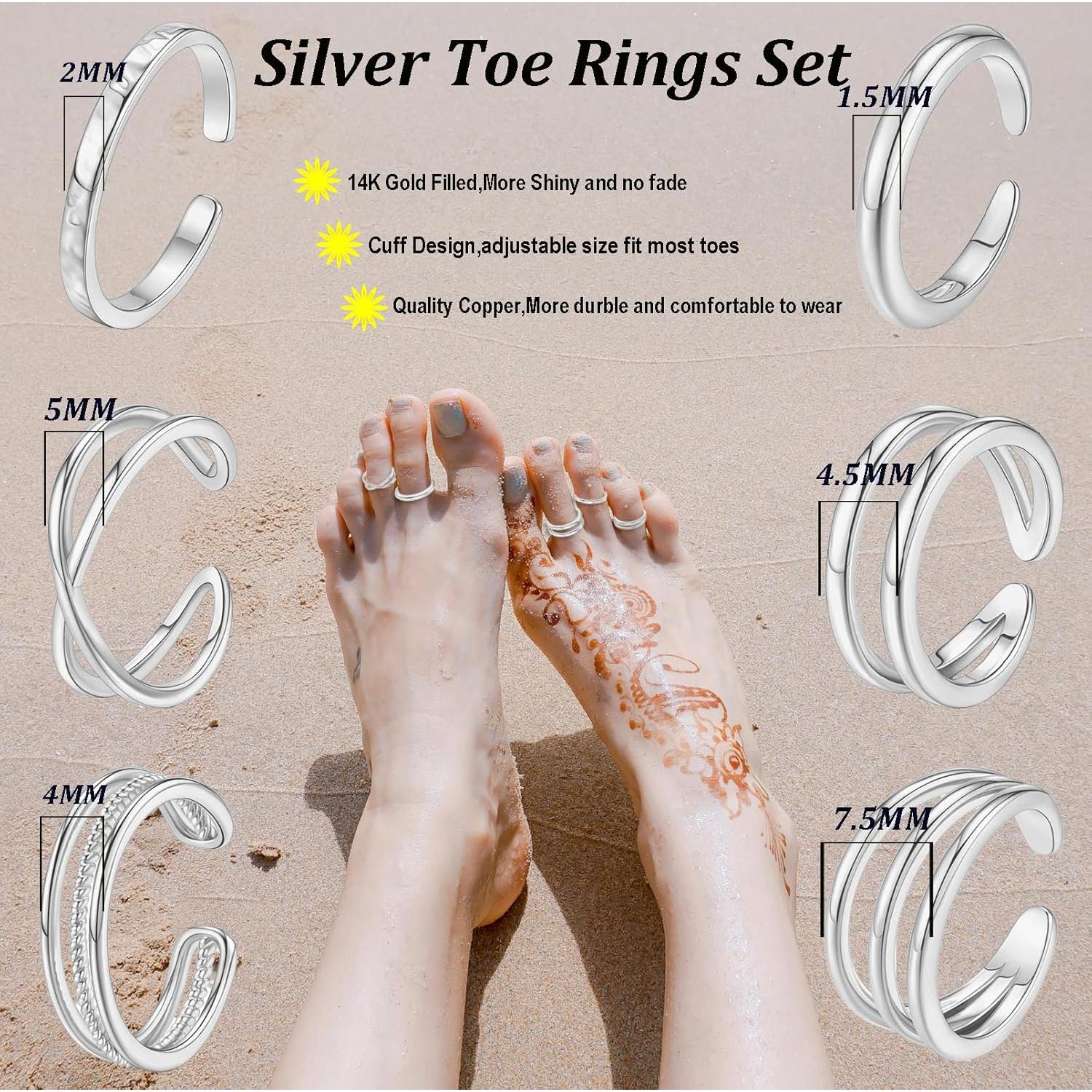 Anillos de Dedo del Pie Sonnyx para Mujeres 14K Oro Ajustables