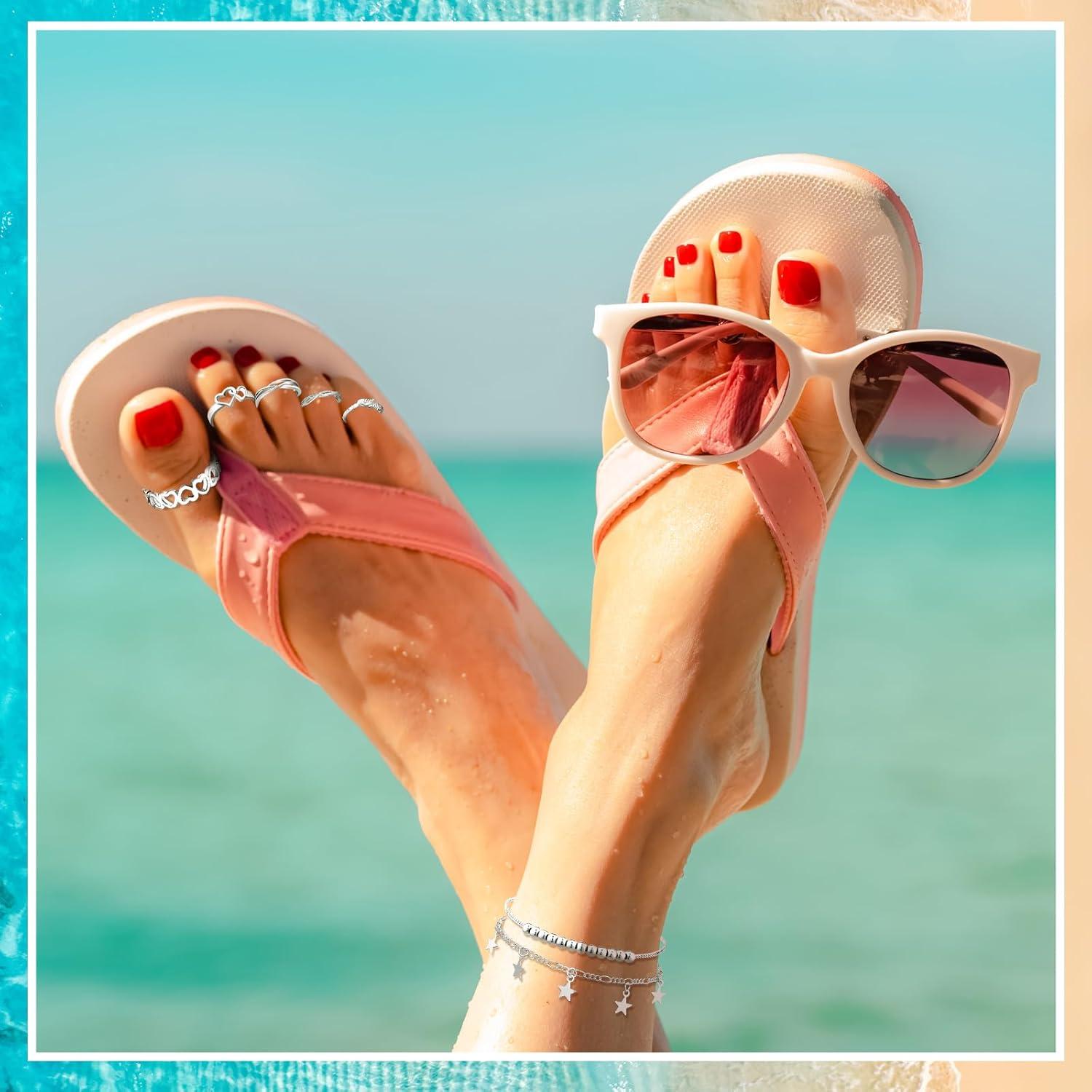 Conjunto Joyería Tobilleras y Anillos Plata Sasylvia 24 Pcs