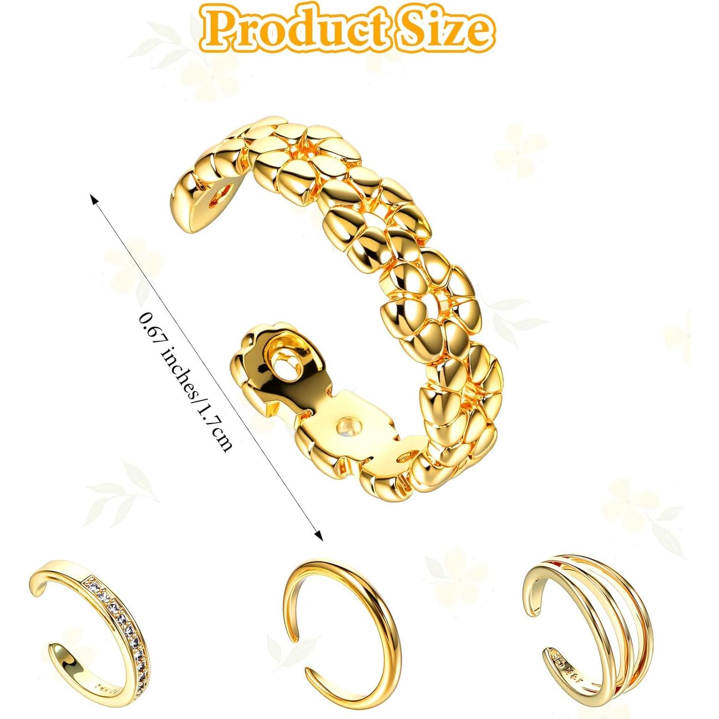 4 Anillos para Dedos de los Pies de Oro Heclia - Ajustables y Minimalistas