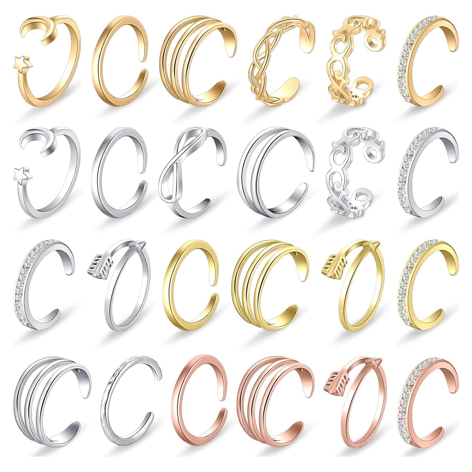 Conjunto de 24 Anillos Ajustables para Dedos de los Pies MTLEE