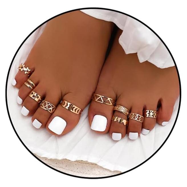 Conjunto de Anillos para Dedos de los Pies INENIMARTJ Dorados