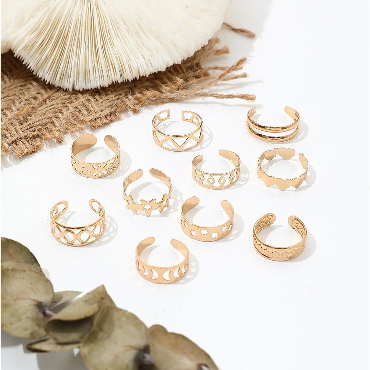 Conjunto de Anillos para Dedos de los Pies INENIMARTJ Dorados