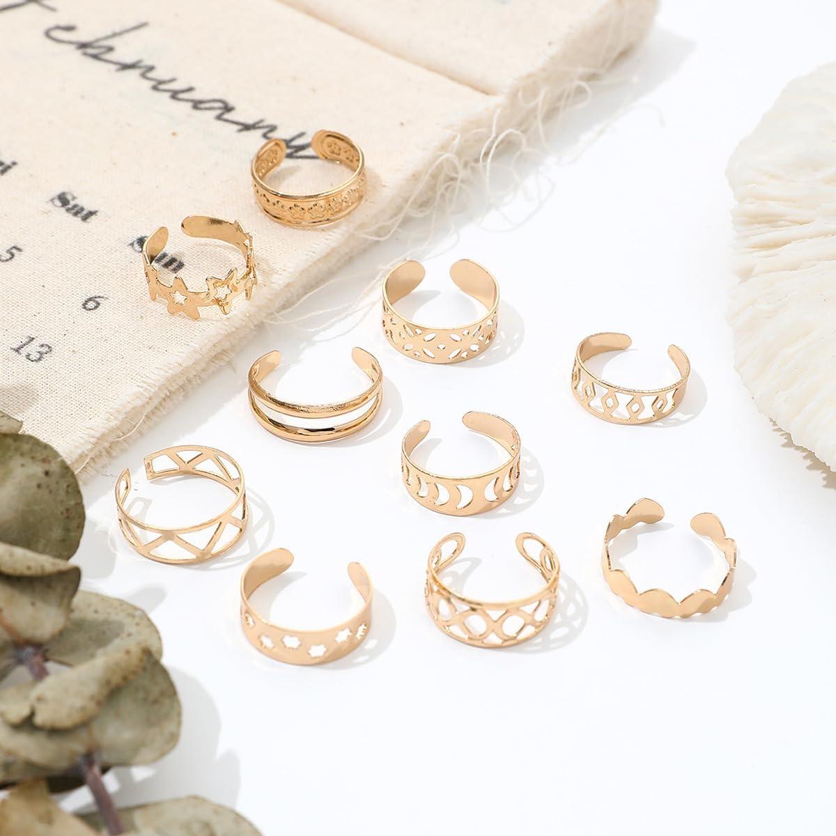 Conjunto de Anillos para Dedos de los Pies INENIMARTJ Dorados