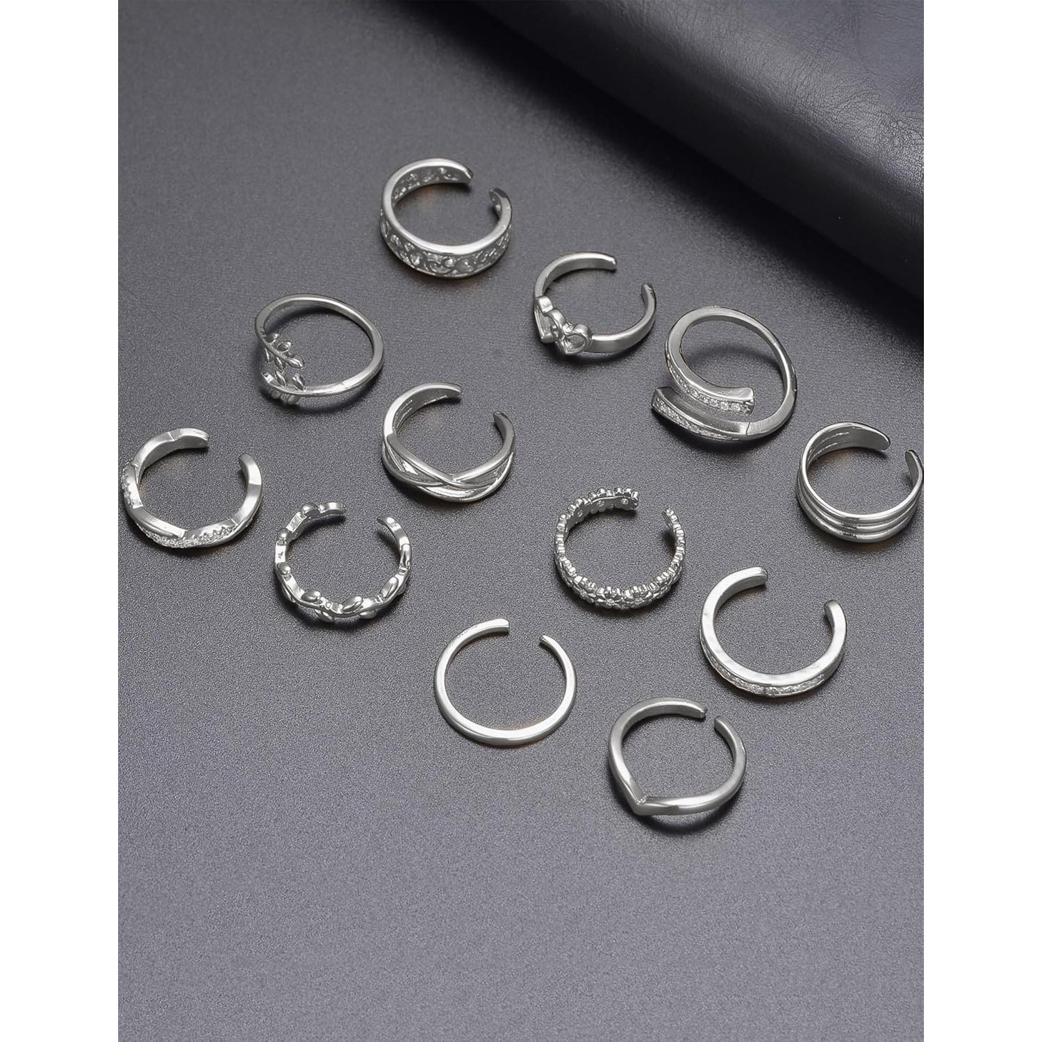 Conjunto de 12 Anillos Ajustables Akeoqi Oro 18K y Plata