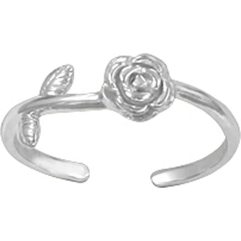 Anillo ajustable de plata esterlina 925 con flor de rosa MiYa