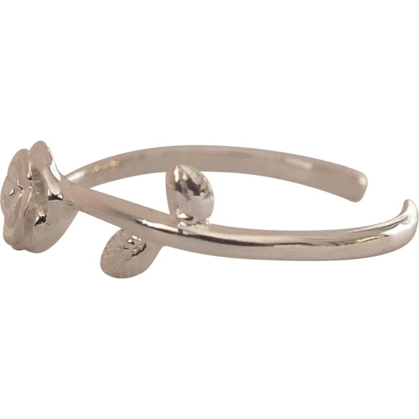 Anillo ajustable de plata esterlina 925 con flor de rosa MiYa