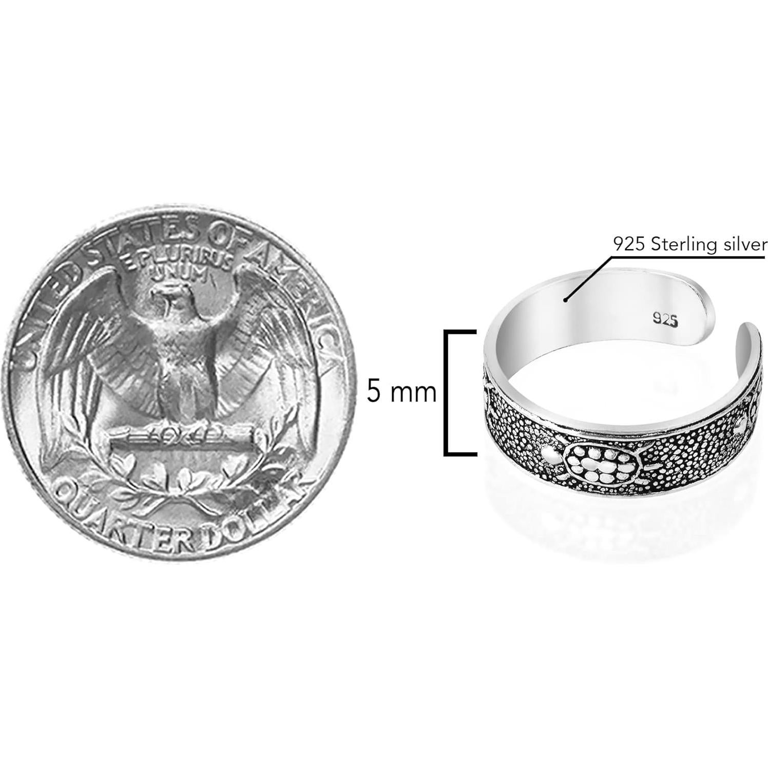 Anillo de Plata Esterlina AeraVida Tortuga Ajustable 5mm