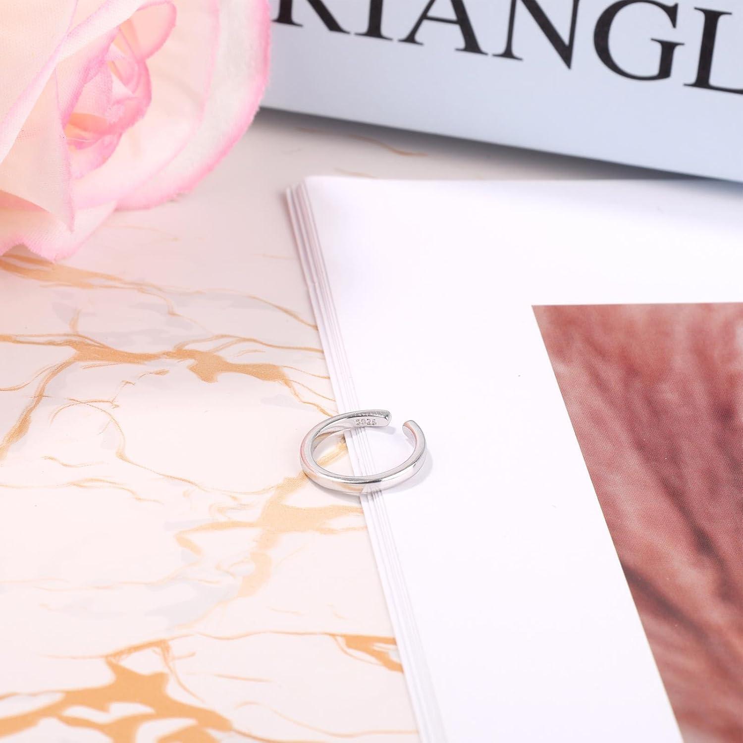 Anillo de Dedo del Pie de Plata Esterlina 925 Ajustable Minimalista