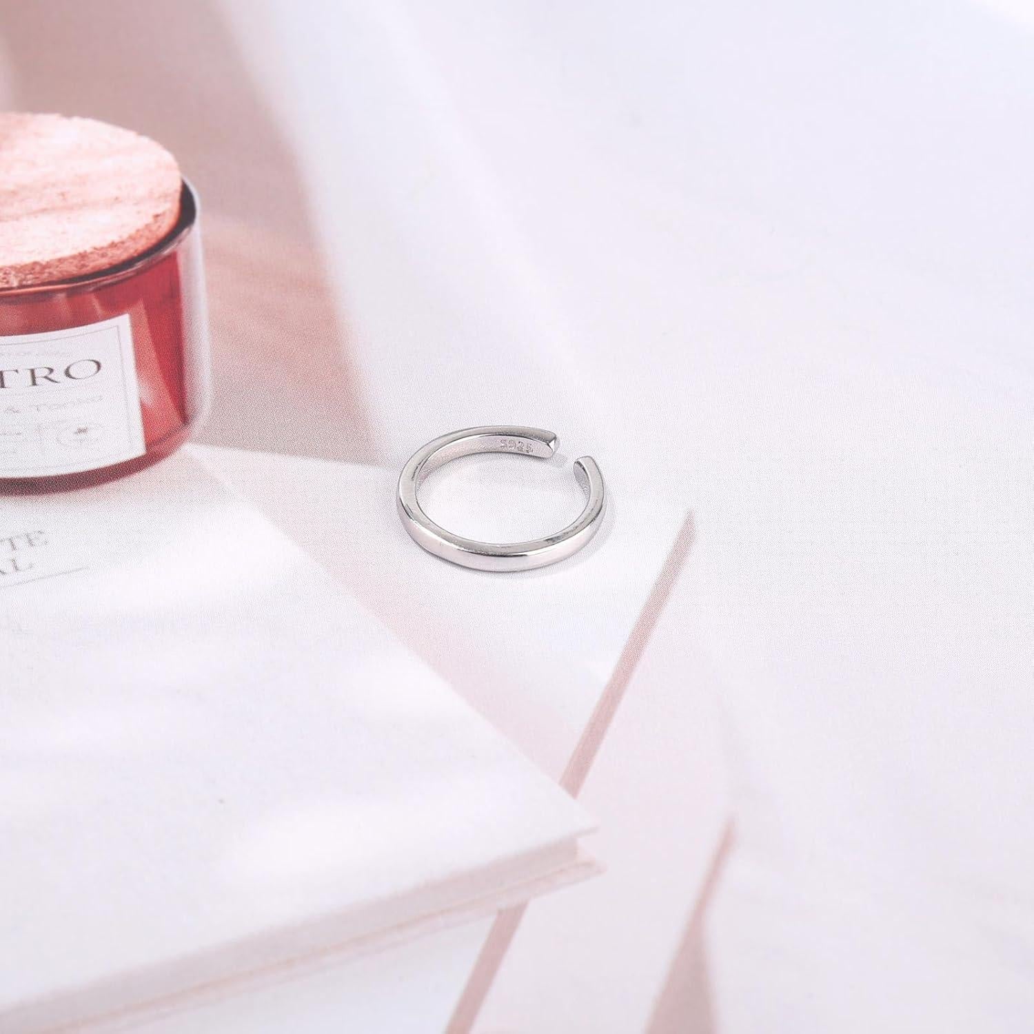 Anillo de Dedo del Pie de Plata Esterlina 925 Ajustable Minimalista