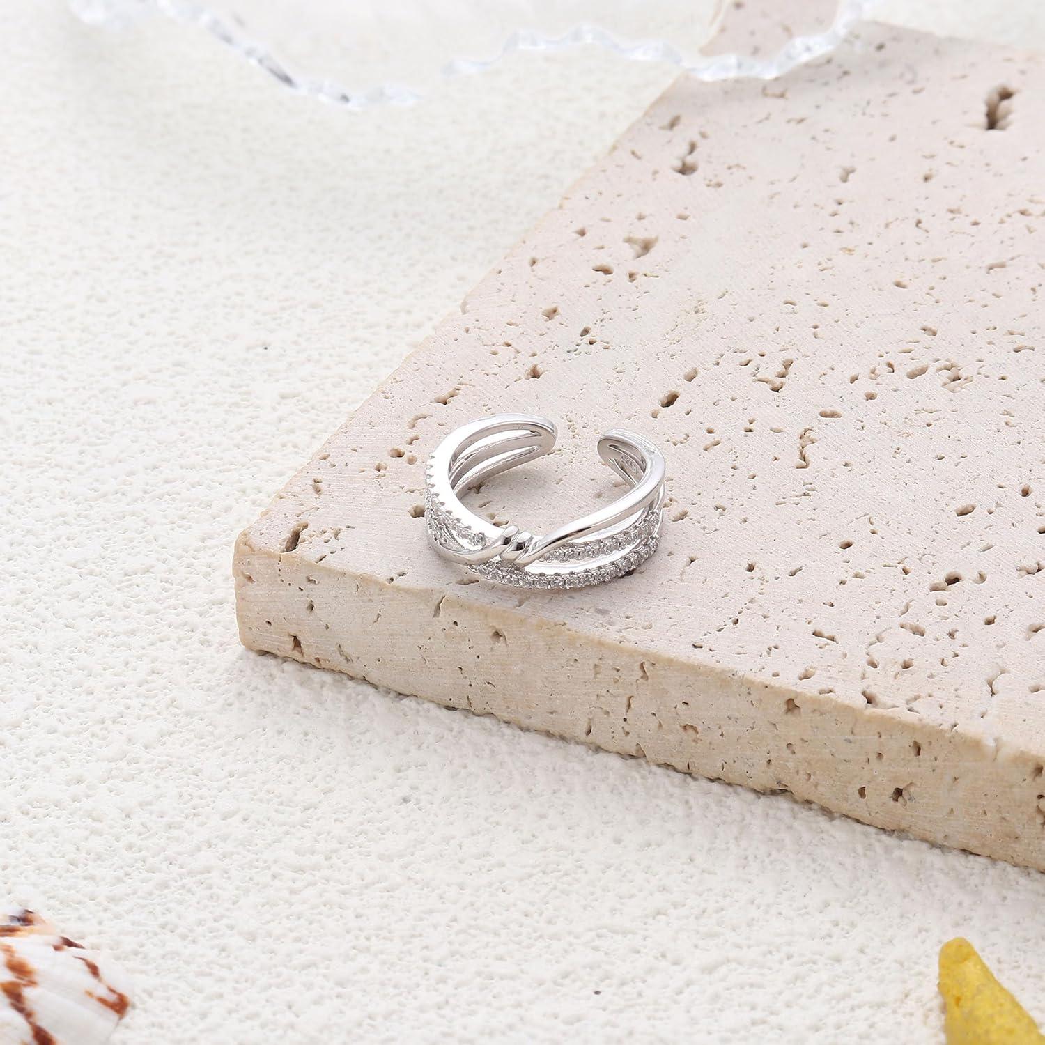 Anillo de Dedo de Plata Esterlina 925 con Nudo Torcido CZ