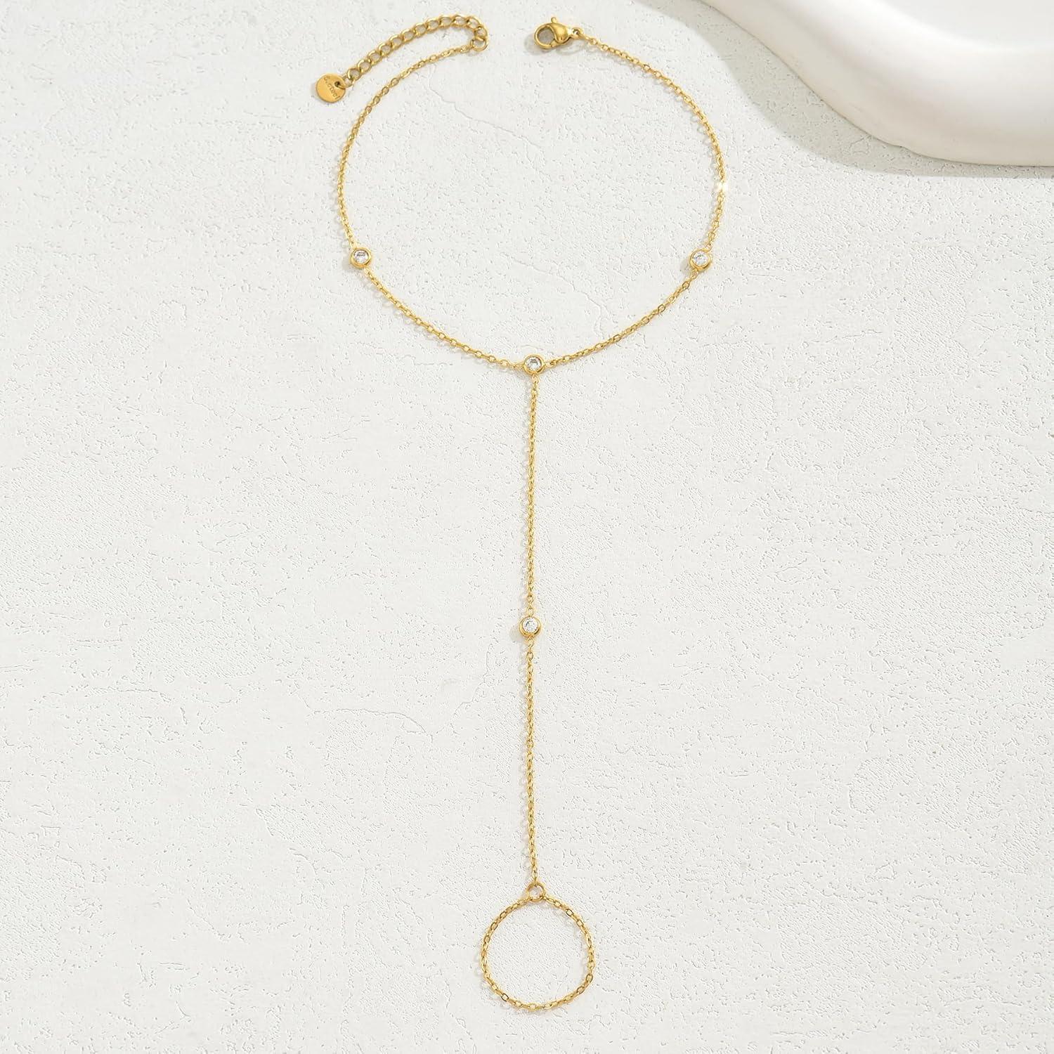 Tobilleras de Dedo para Mujeres RATVIU Oro 18K Ajustable