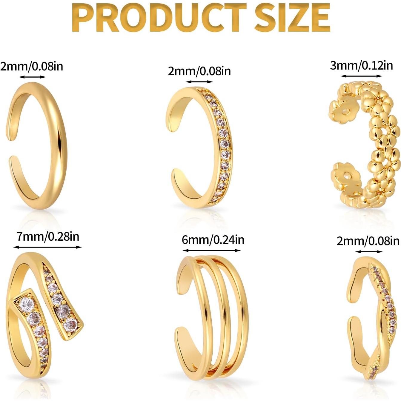 Conjunto 6 Anillos de Dedo del Pie Dorados Ajustables Mikovivi