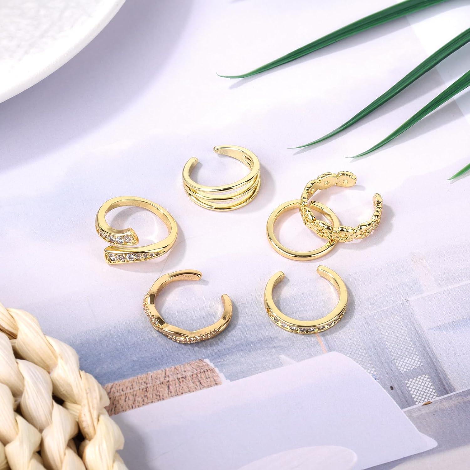 Conjunto 6 Anillos de Dedo del Pie Dorados Ajustables Mikovivi