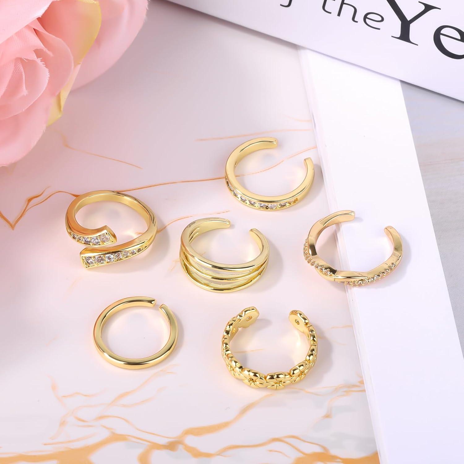Conjunto 6 Anillos de Dedo del Pie Dorados Ajustables Mikovivi