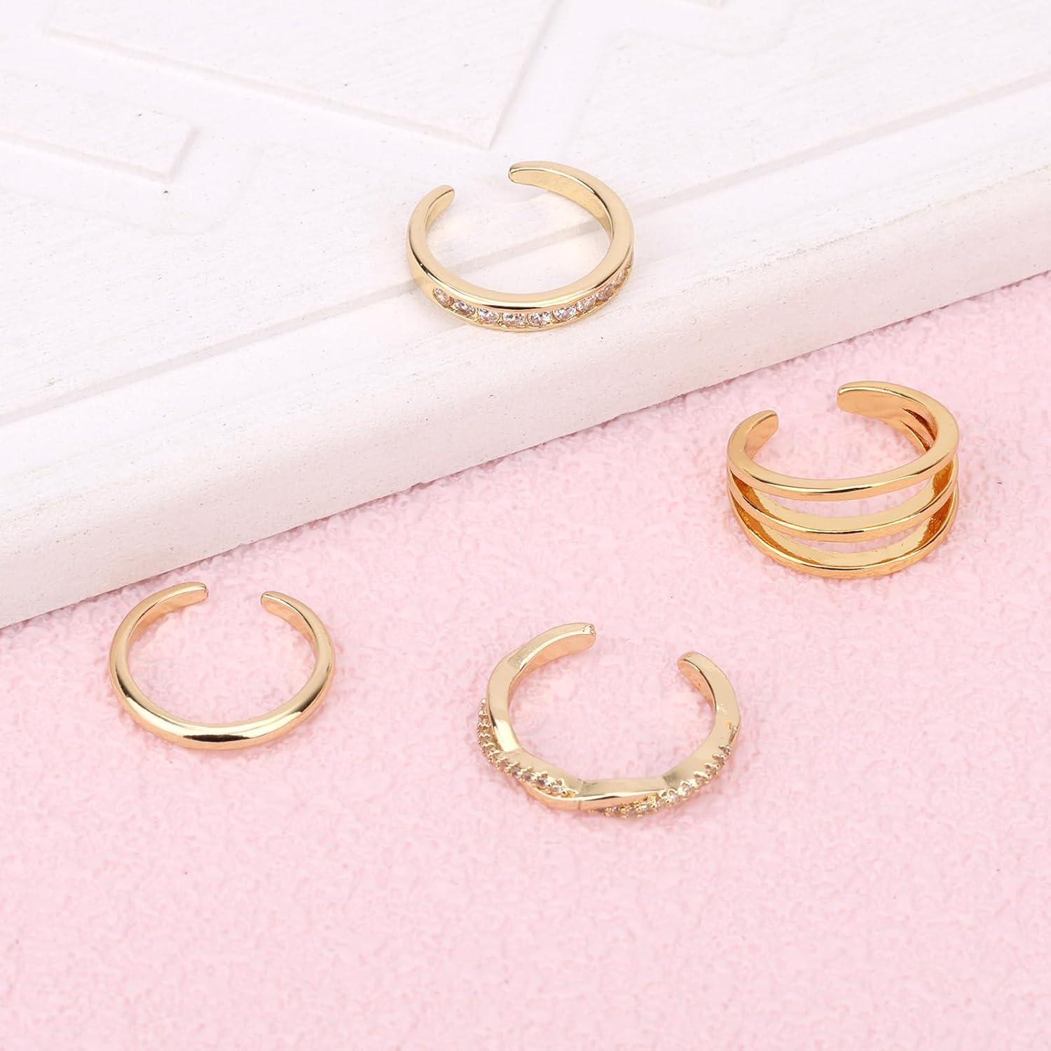 Juego de 4 Anillos Ajustables Mikovivi para Mujeres - Oro