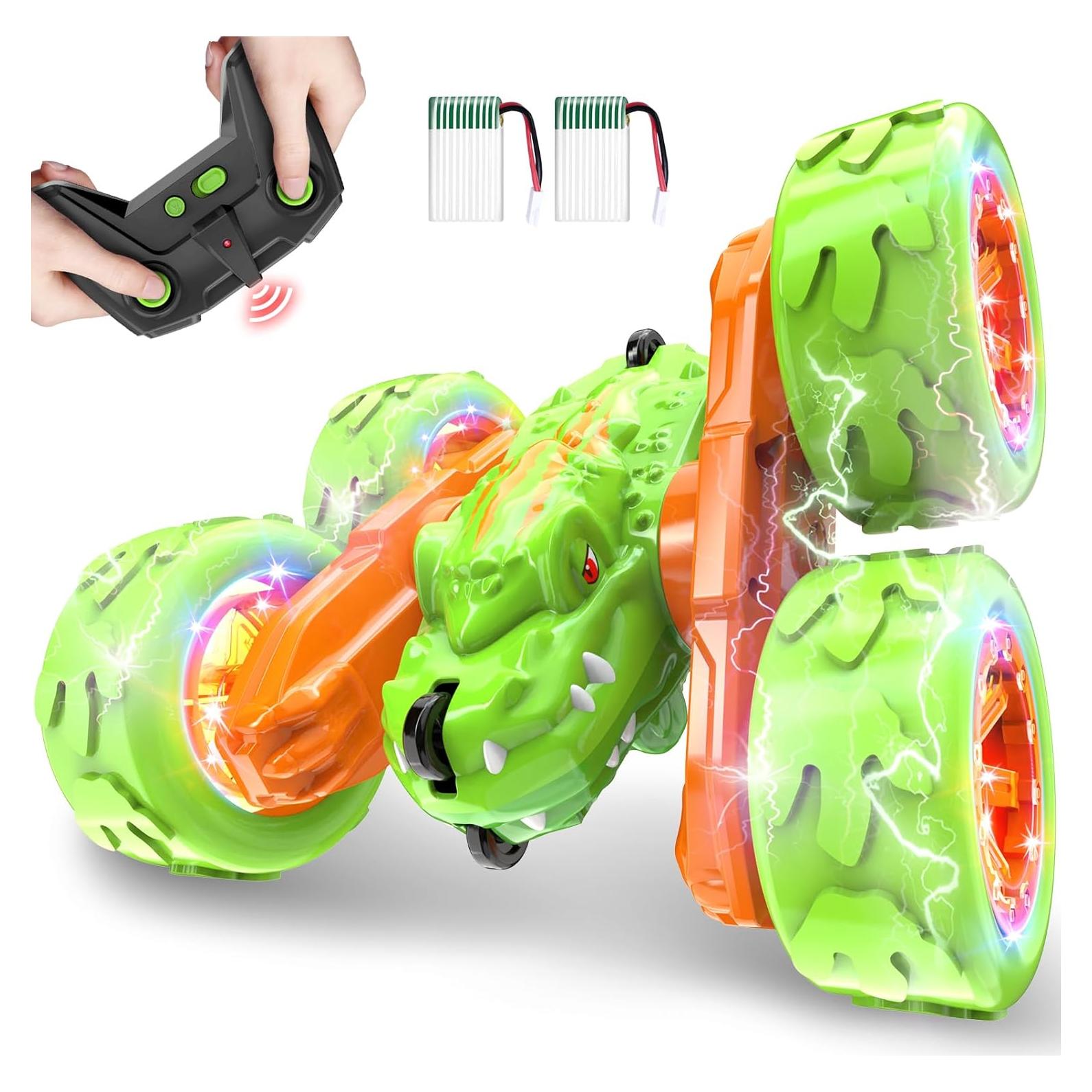 Coche RC SpringFlower Dinosaurio Acrobático LED Verde