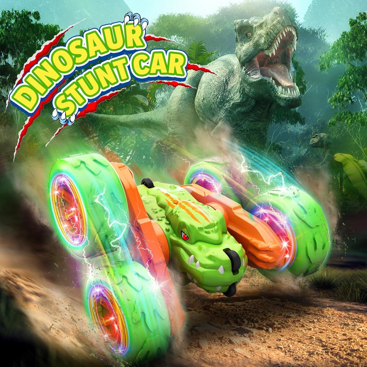 Coche RC SpringFlower Dinosaurio Acrobático LED Verde