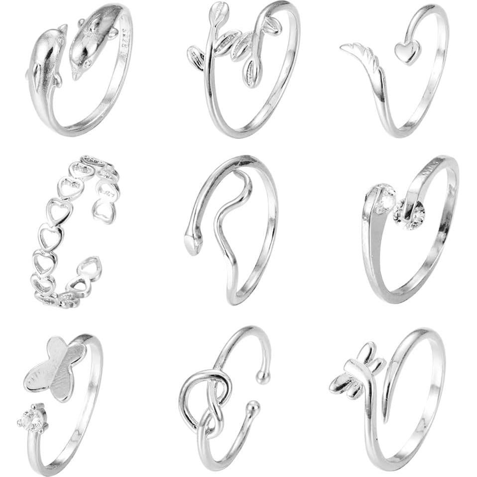 Conjunto de Anillos para Dedos de Oro 14k y Plata Vivian&CD